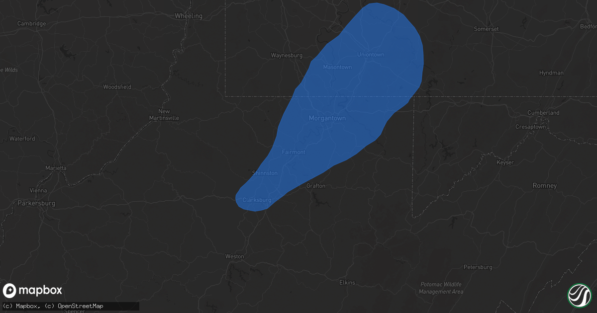 Hail map in Fairmont, WV on December 31, 2024