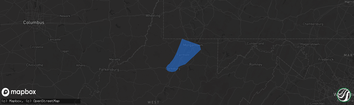 Hail map in Farmington, WV on December 31, 2024