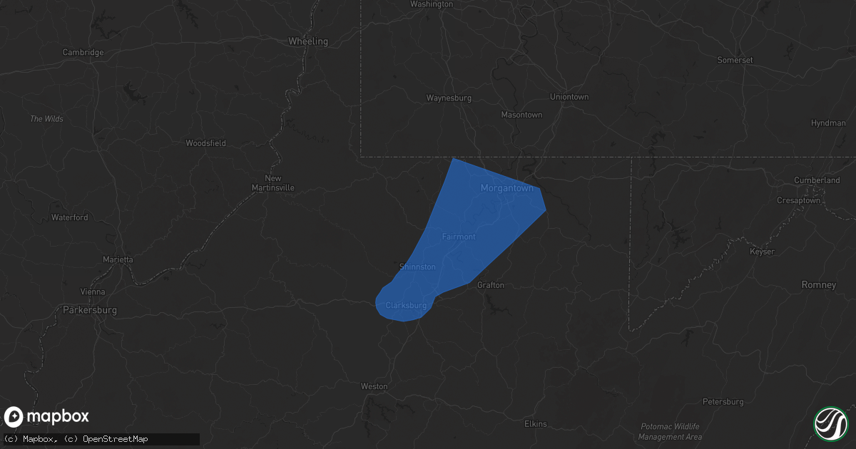 Hail map in Farmington, WV on December 31, 2024