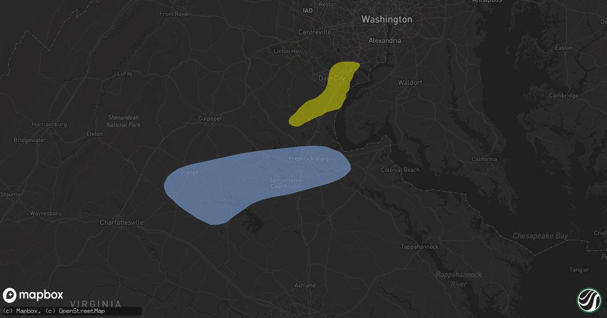 Hail map in Fredericksburg, VA on December 31, 2024