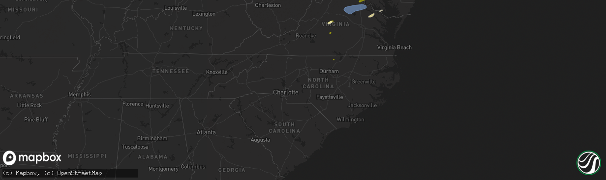 Hail map in North Carolina on December 31, 2024