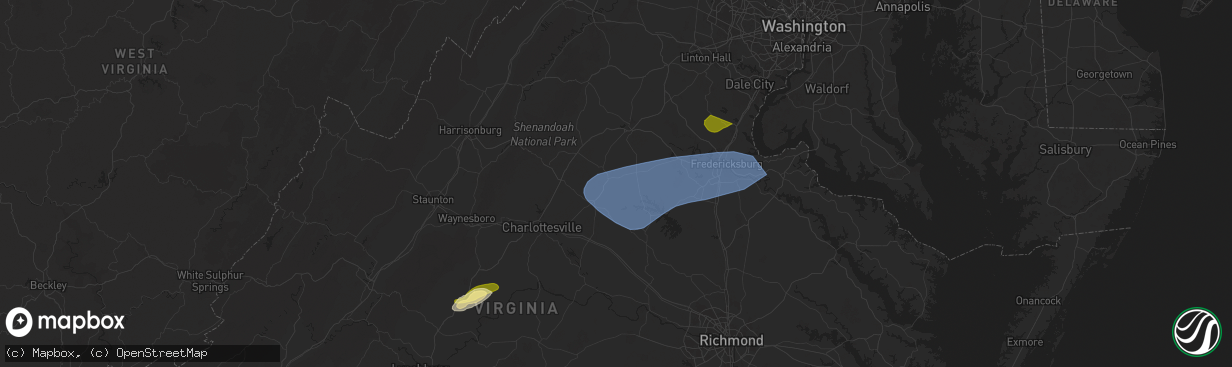 Hail map in Orange, VA on December 31, 2024