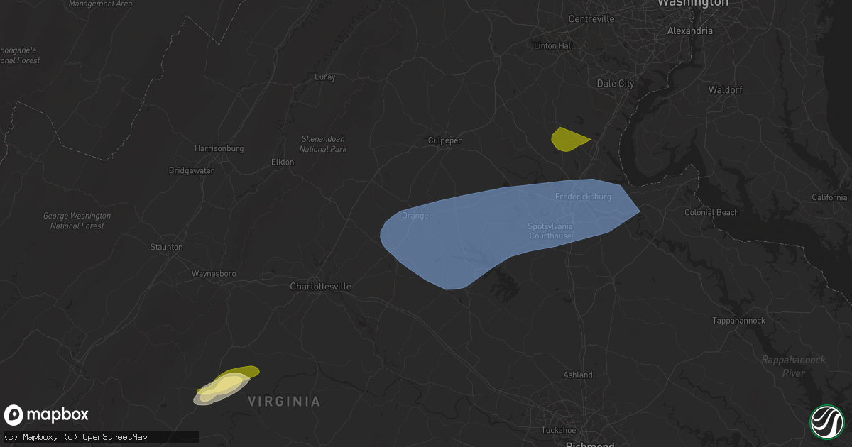 Hail map in Orange, VA on December 31, 2024