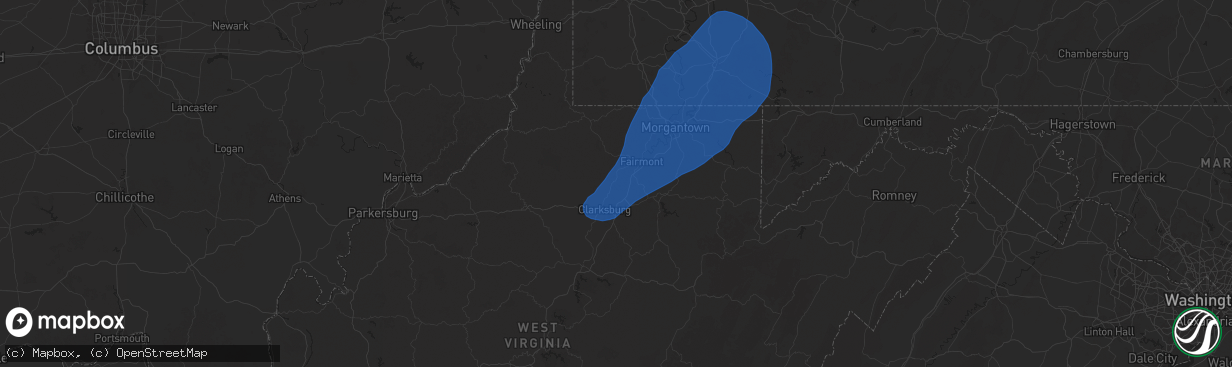 Hail map in Shinnston, WV on December 31, 2024