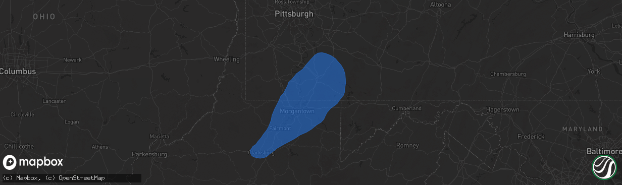 Hail map in Smithfield, PA on December 31, 2024