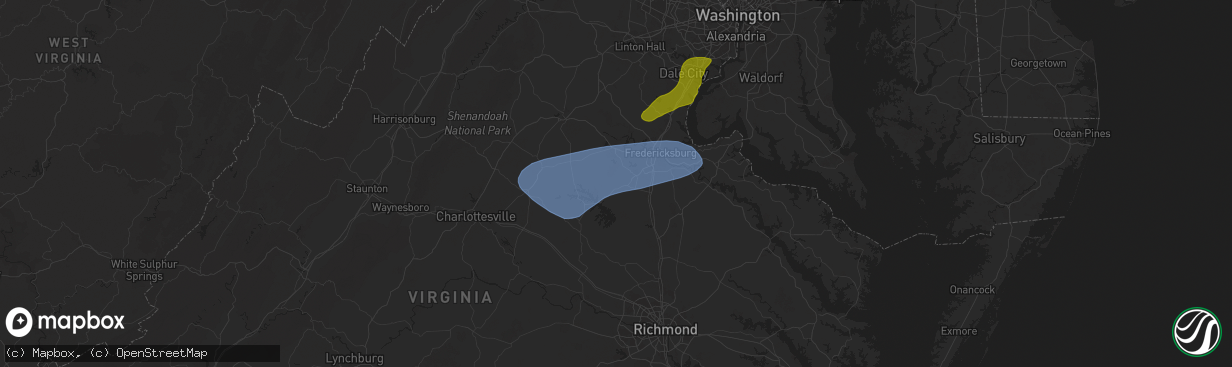 Hail map in Spotsylvania, VA on December 31, 2024