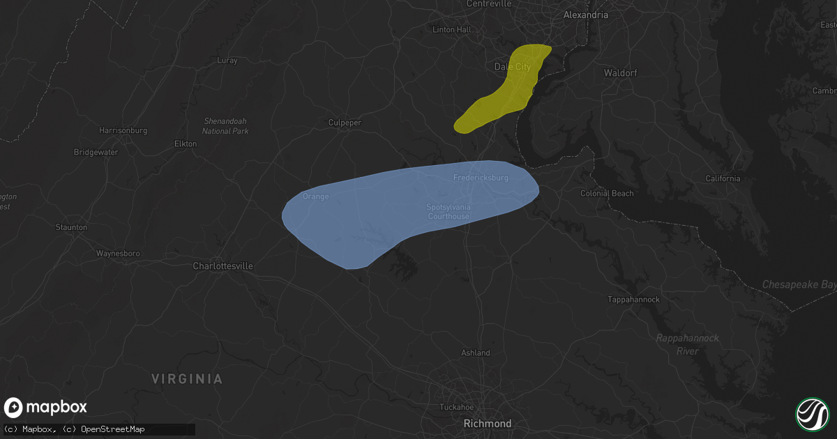 Hail map in Spotsylvania, VA on December 31, 2024