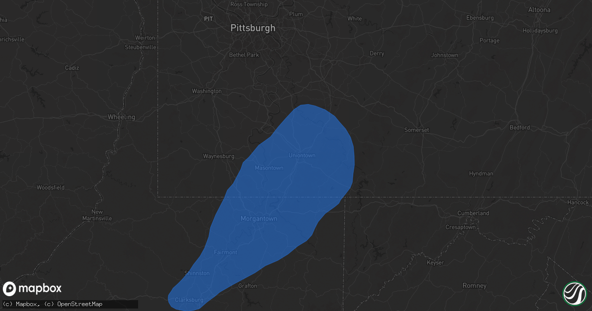 Hail map in Uniontown, PA on December 31, 2024