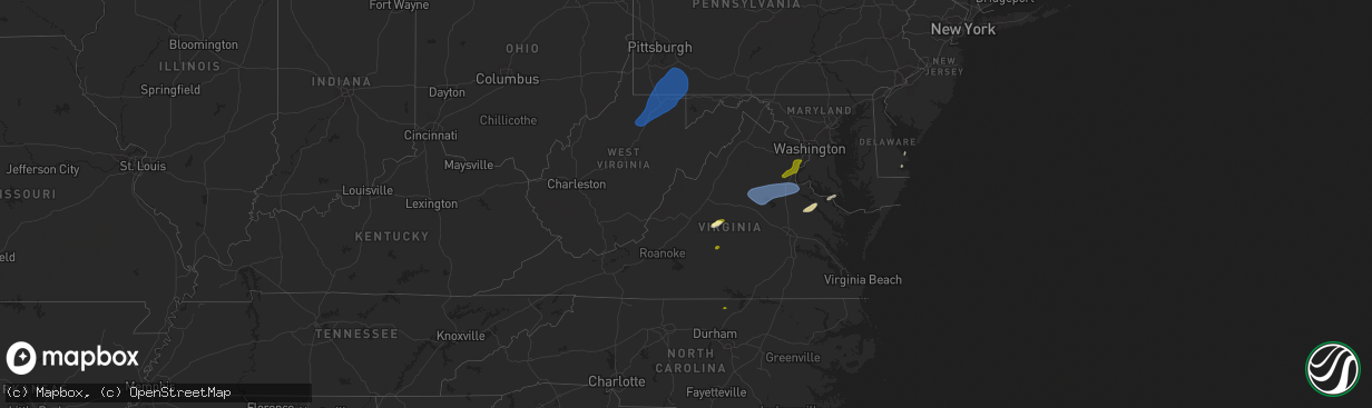 Hail map in Virginia on December 31, 2024